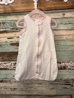 Dwell Studio White Sleeveless Sleep Sack with Pink Trim and Multicolor Dots